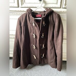 Merona Women's Brown Toggle Coat Wool Blend (XL)